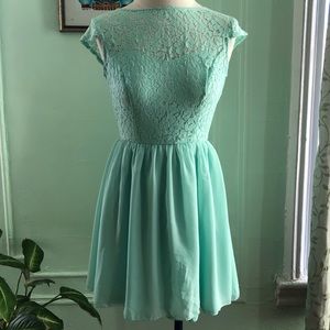Lace mint skater dress